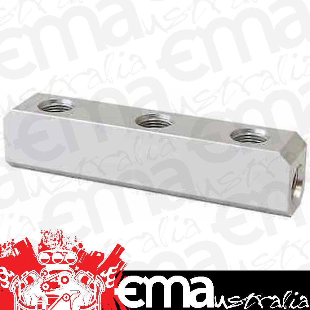 Aeroflow AF457-08S Fuel Block Log Type -8ORB Silver 2 x-8 Side 3x -8 Top
