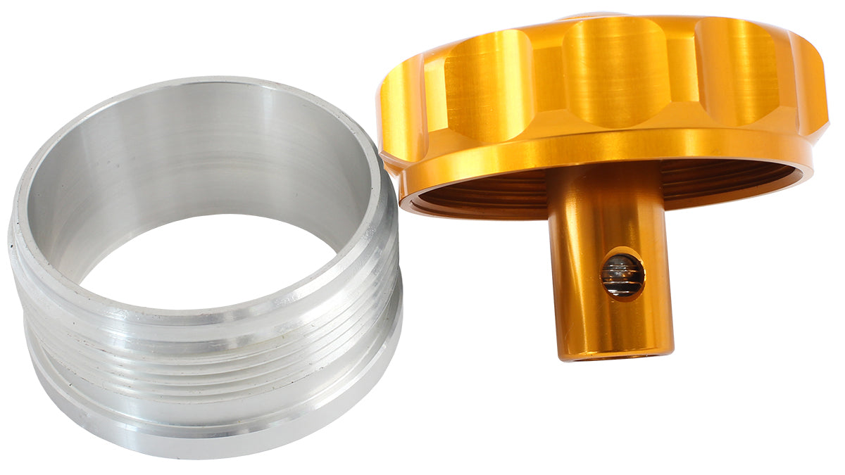 Aeroflow AF460-32-RV-G 2" Alum Weld Bung & Cap Gold with Roll Over Valve