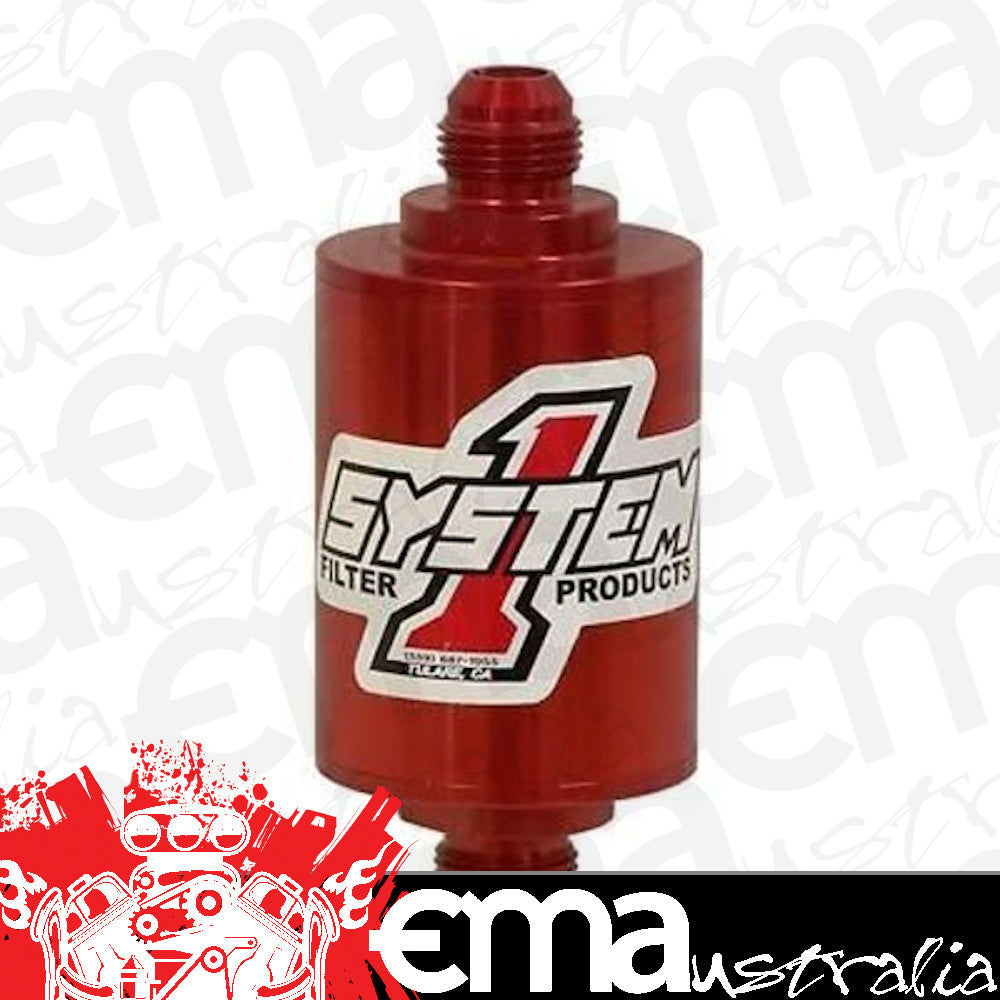 System One SY200-201406 Pro Street Billet In-Line Fuel Filter Red 30 Micron -6an