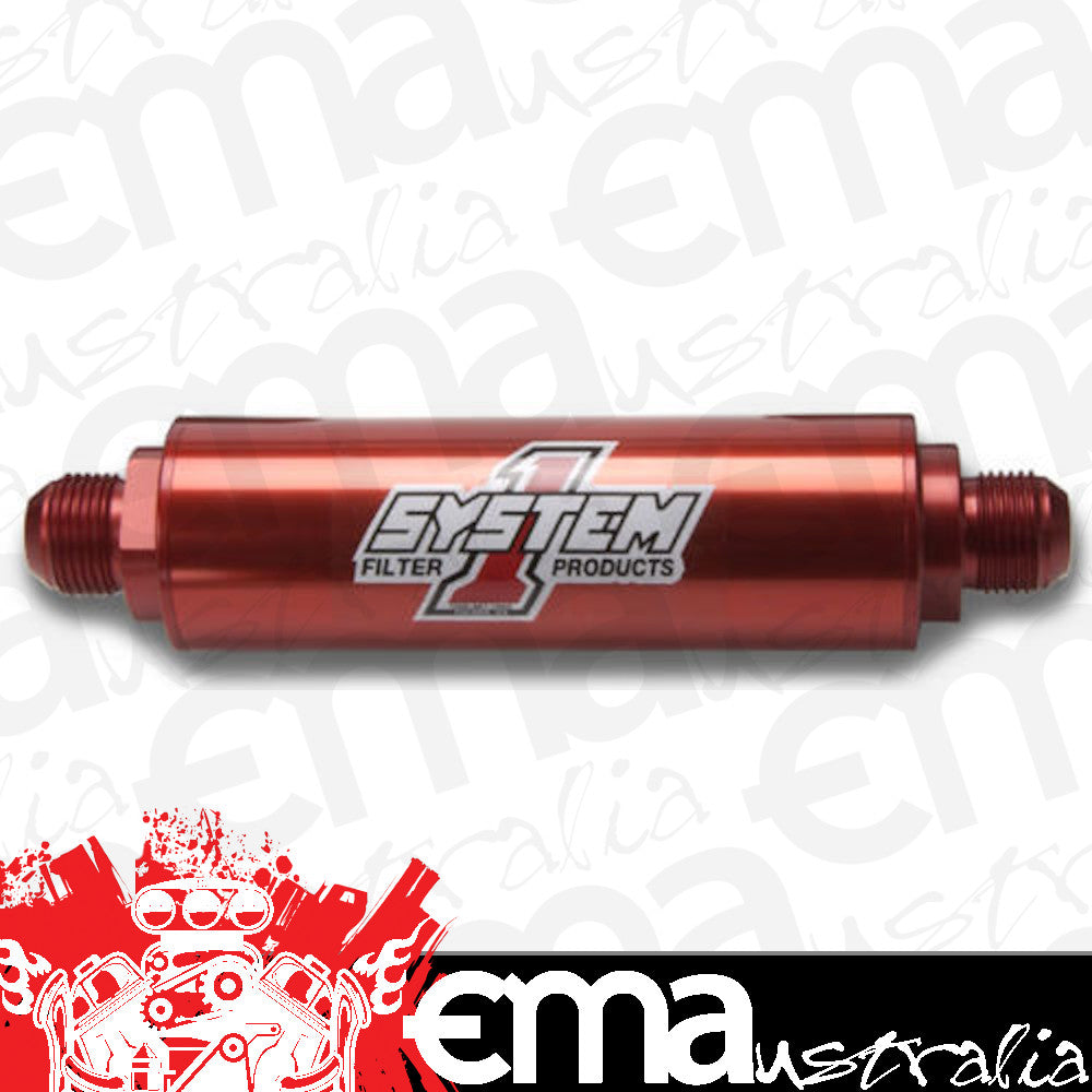 System One SY202-202406 Long Billet In-Line Fuel Filter 30 Micron Red -6an