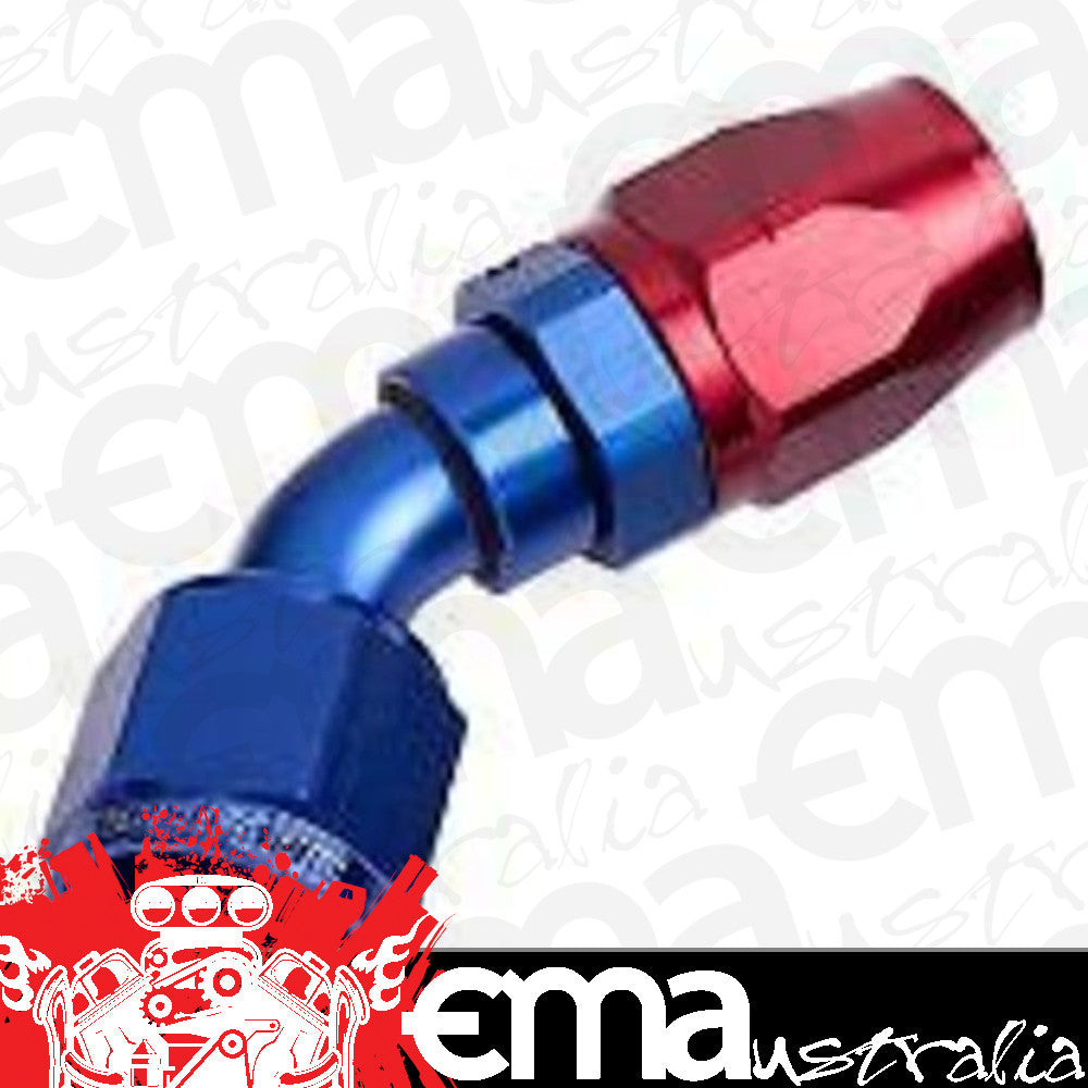 Aeroflow 100 & 450 series braided hose Alloy 45 Deg End -4AN Blue Cutter Style Full Swivel Aeroflow Performance Products AF502-04