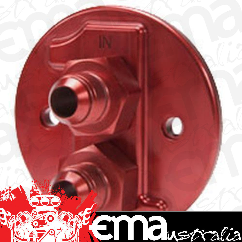 System One SY228-90556-12 Billet Block Adapter Chevrolet V8 -12an Male In/Out Red