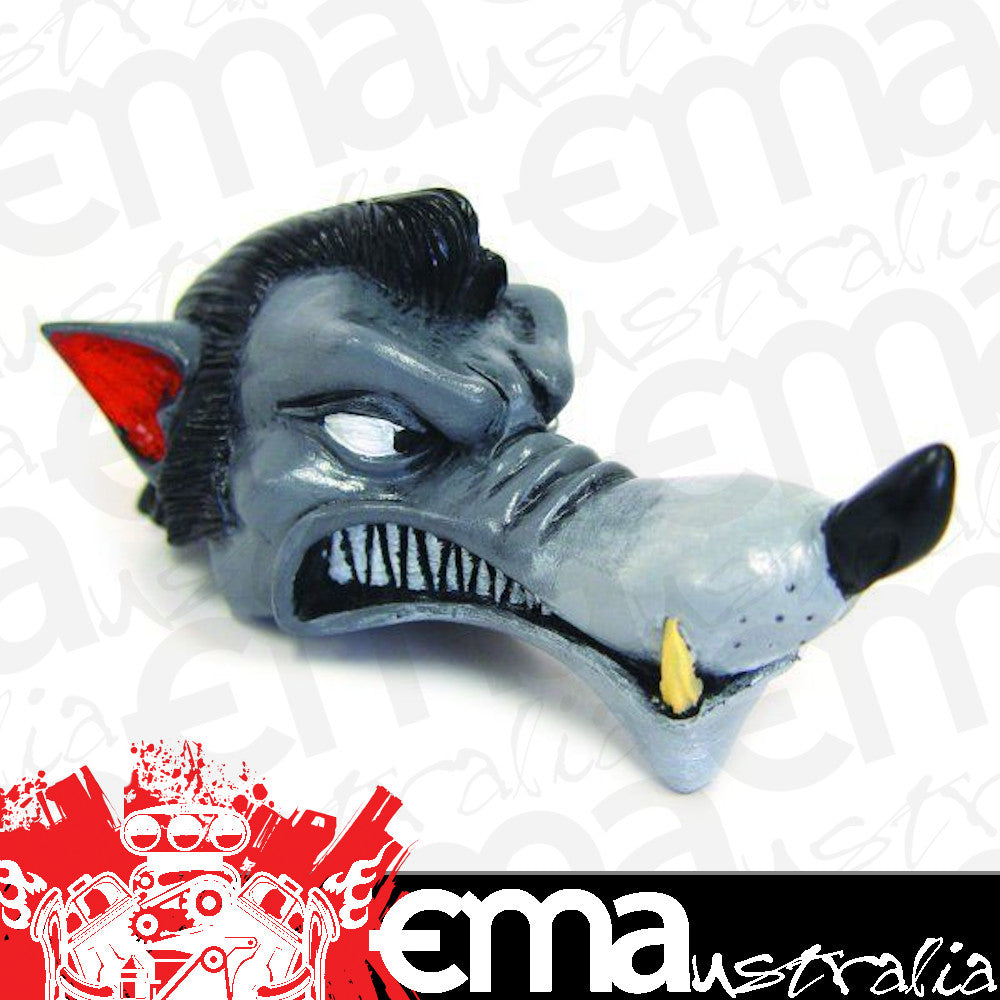 Universal - undrilled Wolf Head Gear Knob Painted Resin Timebomb Kustoms TBKJFN01