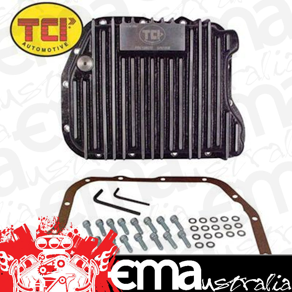 TCI Auto TCI128010 Automatic Transmission Pan Deep Aluminum Black Wrinkled Chrysler Torqueflite 727