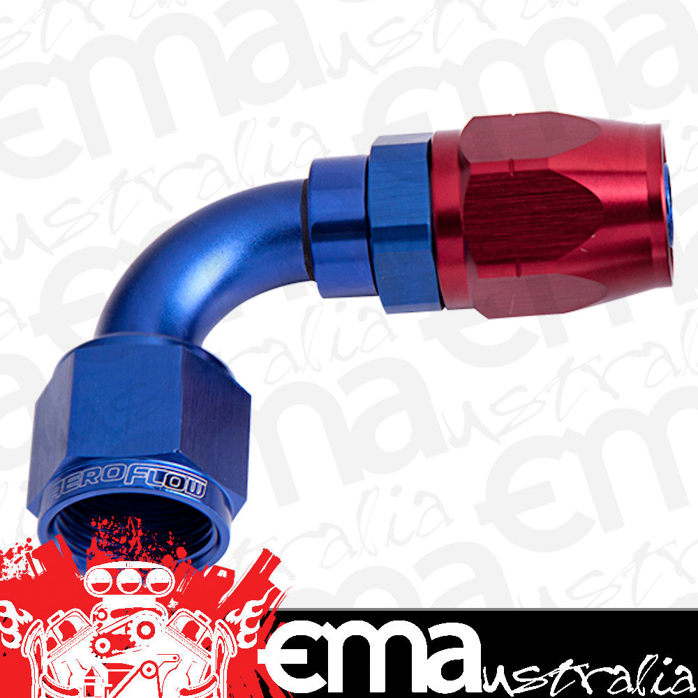 Aeroflow AF503-06 Alloy 90 Deg Hose End -6AN Blue Cutter Style Full Swivel