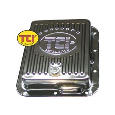 TCI Auto TCI518011 Transmission Pan Stock Steel Chrome Case Fill Ford C-4