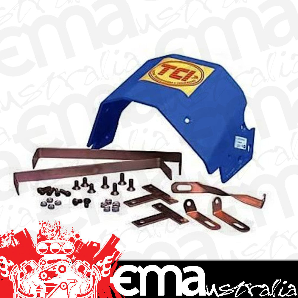 TCI Auto TCI970005 Automatic Transmission Shield Case Aluminum Blue Powdercoated Chev Powerglide Kit
