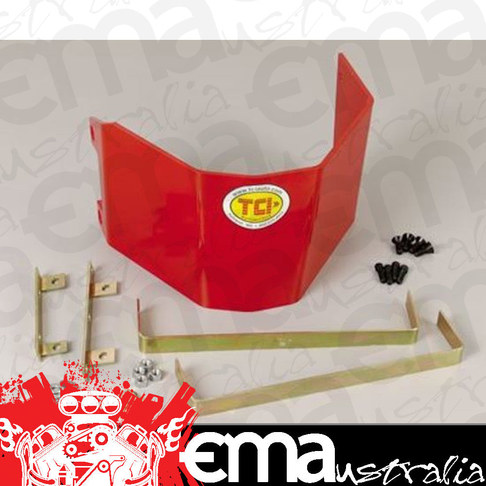 TCI Auto TCI975000 Automatic Transmission Shield Case Aluminum Red Powdercoated Chev Th350 Kit