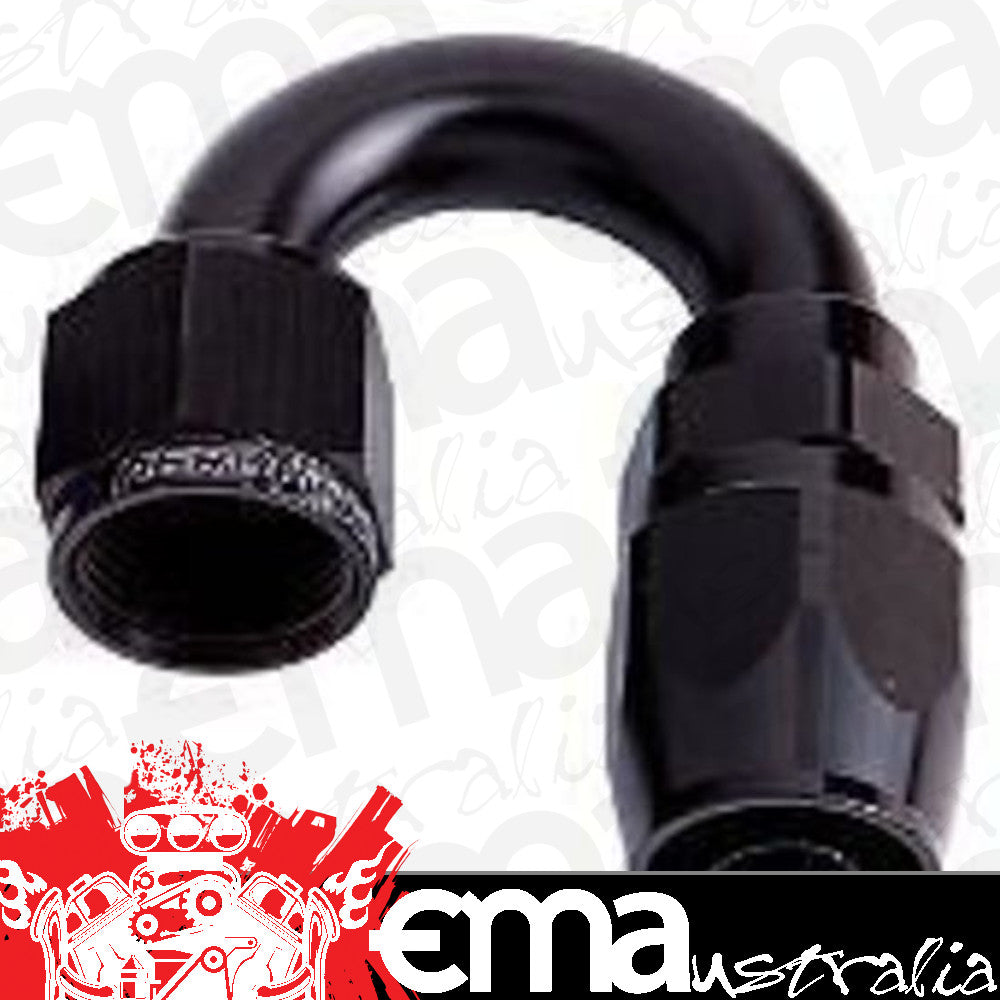 Aeroflow AF506-12BLK Alloy 180 Deg Hose End -12AN Black Cutter Style Full Swivel