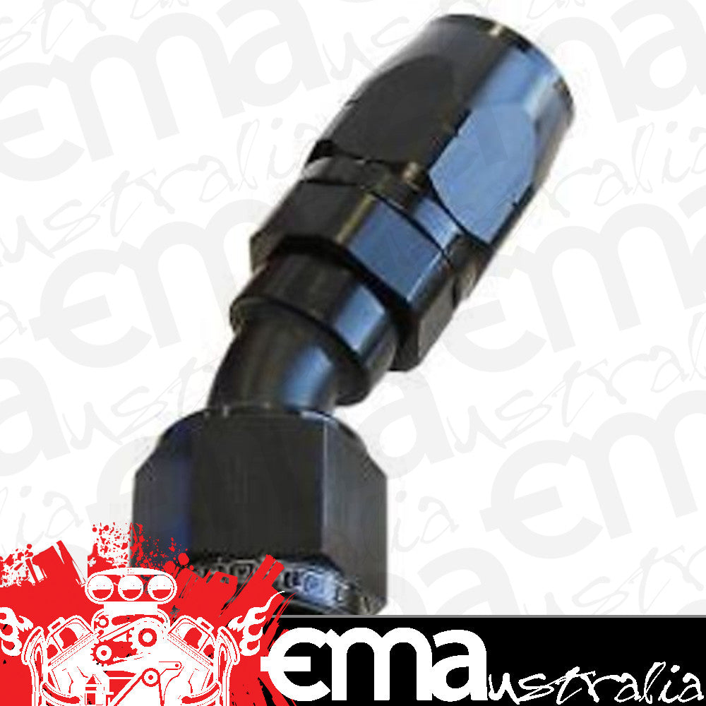 Aeroflow 100 & 450 series braided hose Alloy 30 Deg End -4AN Black Cutter Style Full Swivel Aeroflow Performance Products AF507-04BLK