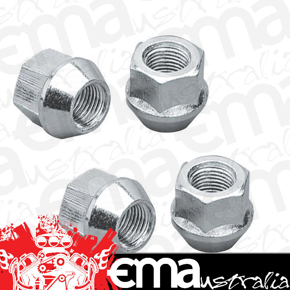 Topline TLC1304B-4 Bulge Open End Acorn Wheel Nuts - 3/4" Hex 1/2" Thread (Set of 4)