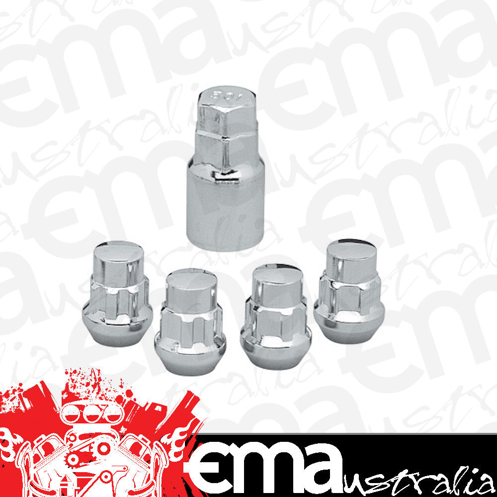 Topline TLC40405C Chrome Tapered Wheel Lock Nuts 1/2" Thread Closed End (Set of 4)