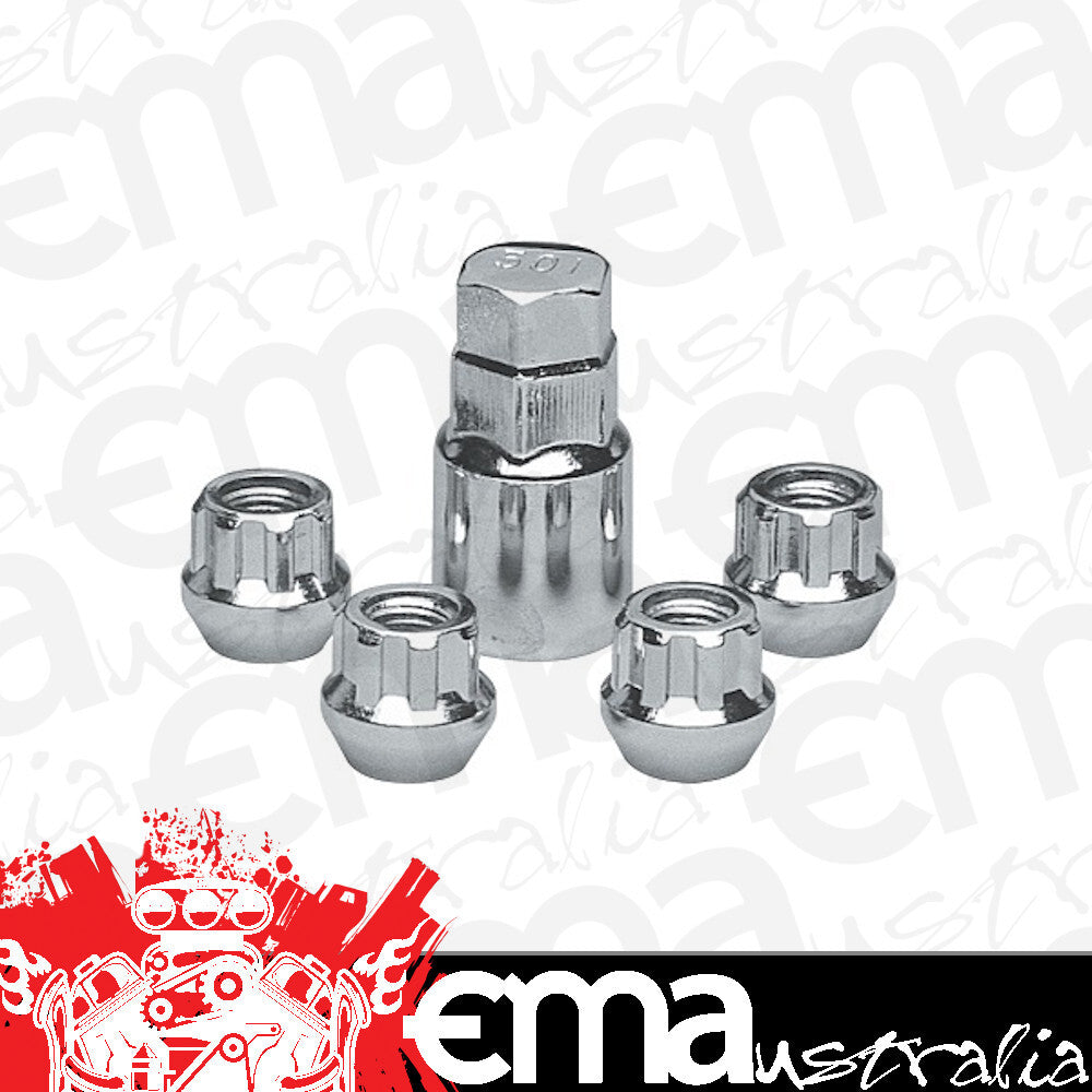 Topline TLC41705C Chrome Tapered Opend End Wheel Lock Nuts 12mm x 1.50" Thread (Set of 4)