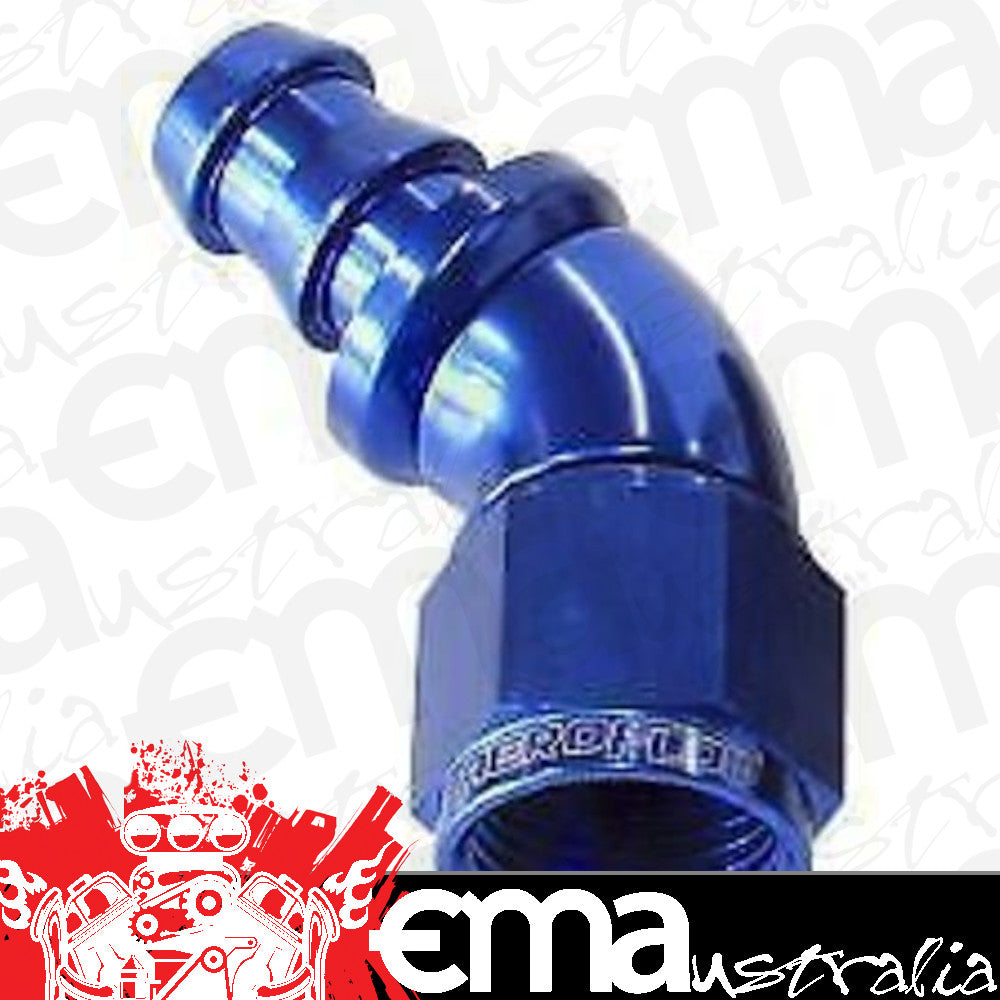 Aeroflow AF512-08 -8AN 45 Deg Full Flow Push Locblue Full Flow Push Lock