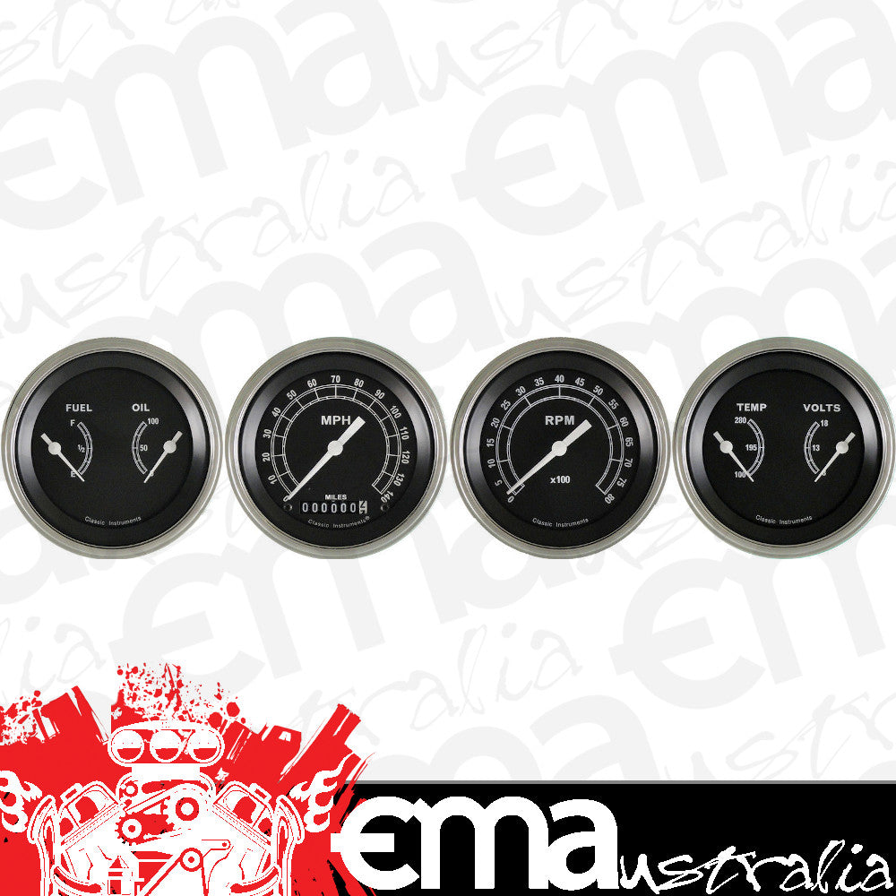 Classic Instruments TR05SLF Traditional - 4 Gauge Set 3-3/8" Speedo, Tacho & 2x Dual