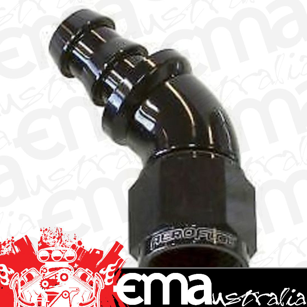 Aeroflow 400 series hose 12AN 45 Deg Full Flow Push Loblack Full Flow Push Lock Aeroflow Performance Products AF512-12BLK