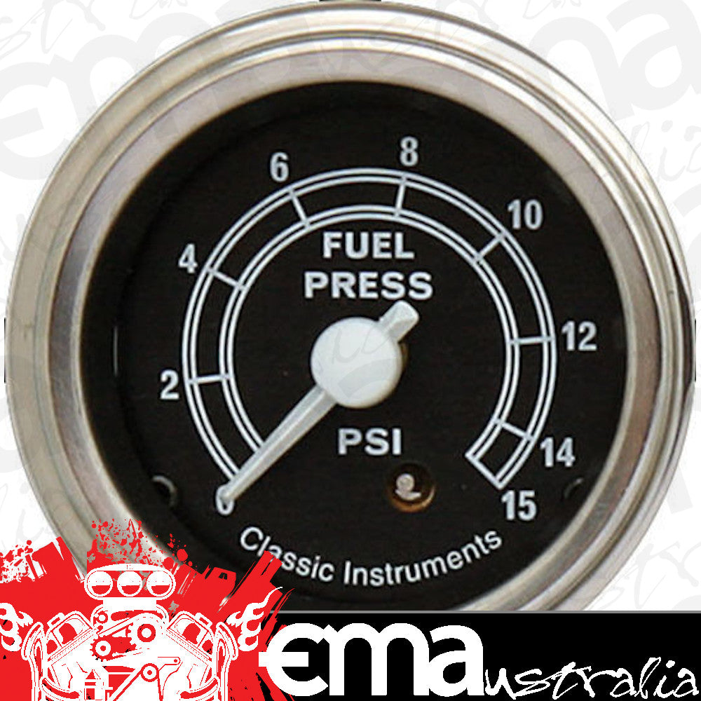 Classic Instruments TR15SLF Traditional - Fuel Pressure Gauge 15 PSI 2-1/8"