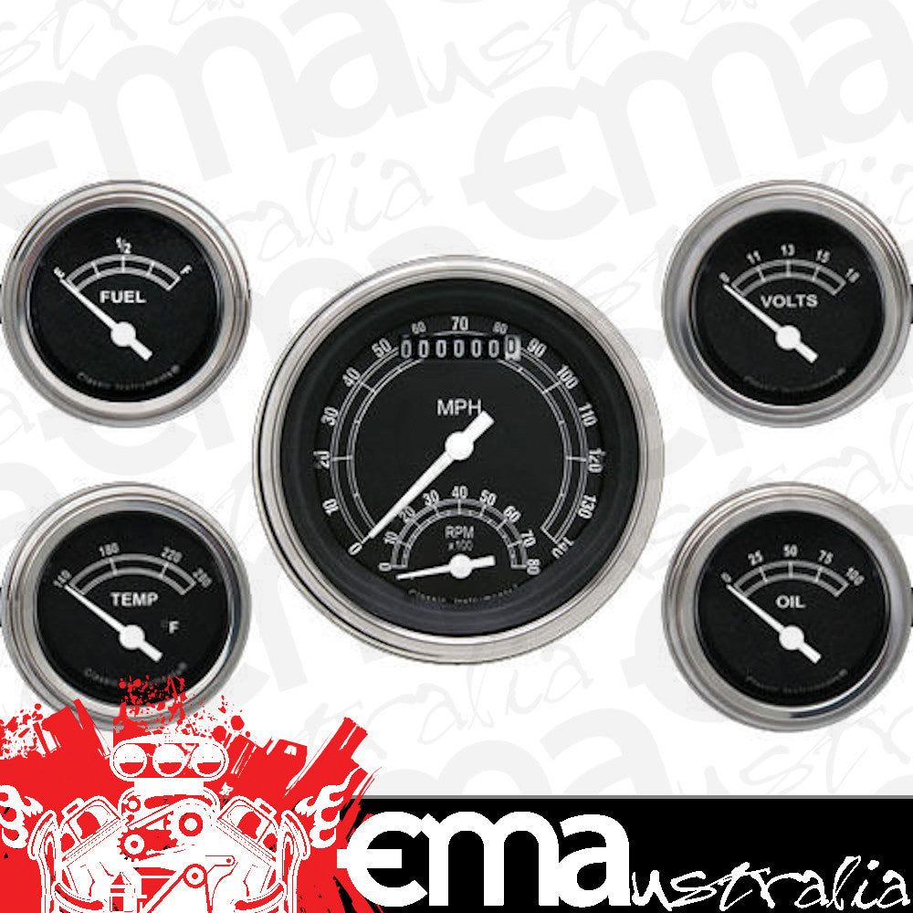 Classic Instruments TR35SLF Traditional 3-3/8" Ultimate & 2-1/8" Fuel, Oil, Te