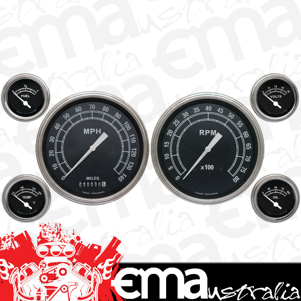 Classic Instruments TR51SLF Traditional 4 - 5/8" Speedo & Tach, 2-1/8" Fuel, Oil