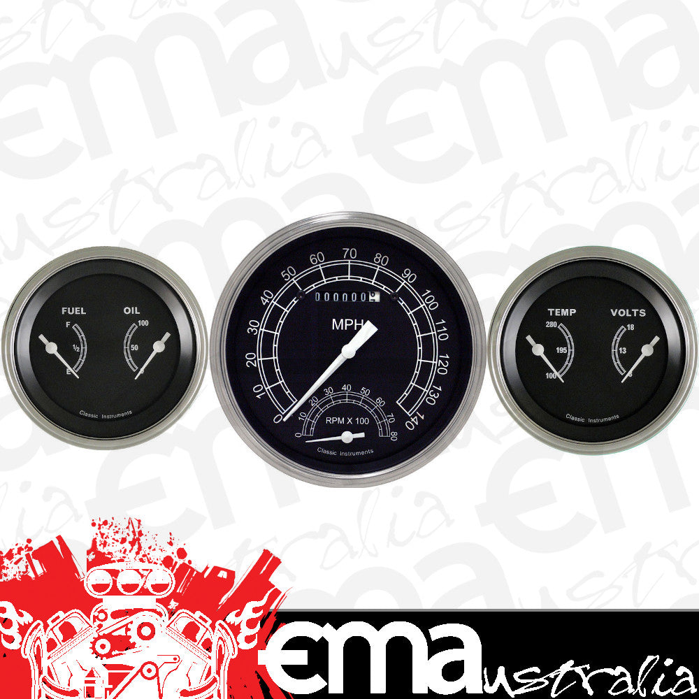 Classic Instruments TR61SLF Traditional - 3 Gauge Set 4-5/8" Speedtachular & 2x 3-3/8" Duals