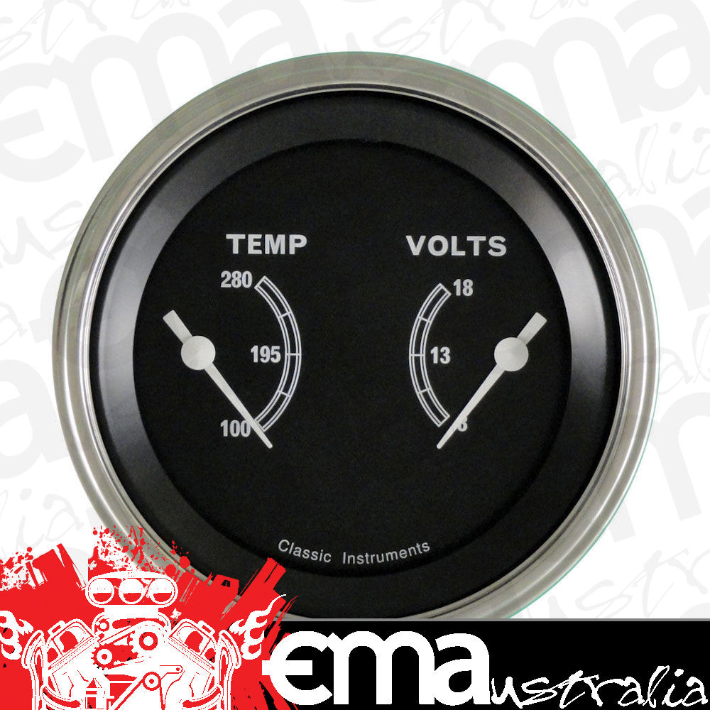 Classic Instruments TR74SLF Traditional - Dual Gauge 3-3/8" Temp & Volt