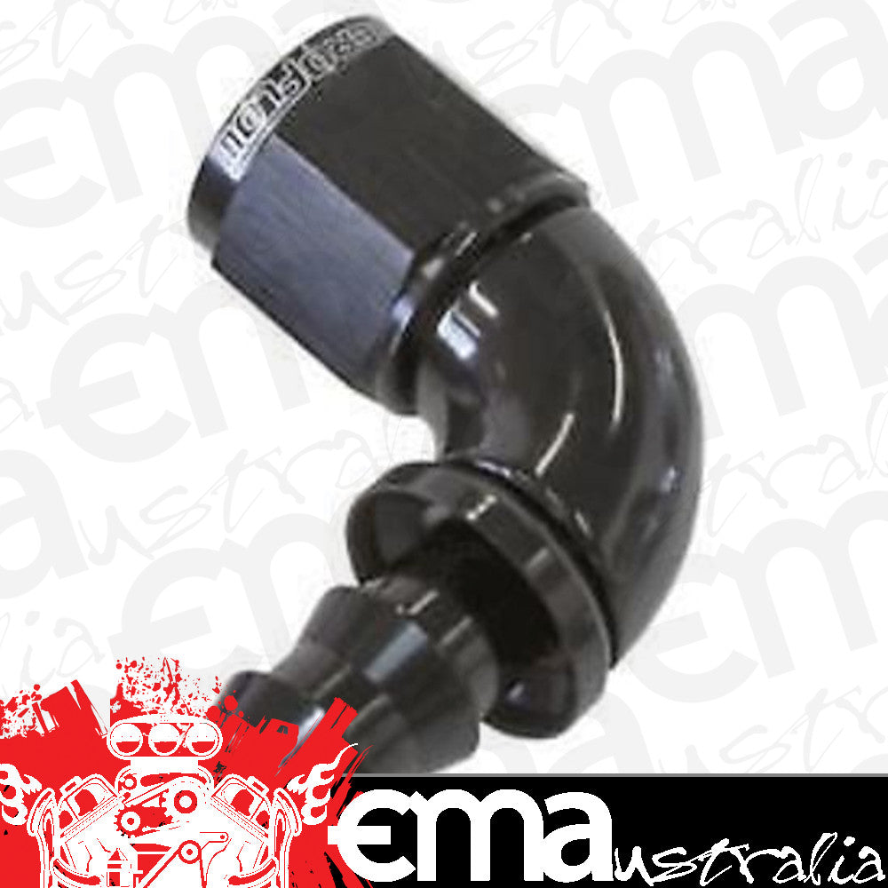 Aeroflow AF513-06BLK -6AN 90 Deg Full Flow Push Locblack Full Flow Push Lock
