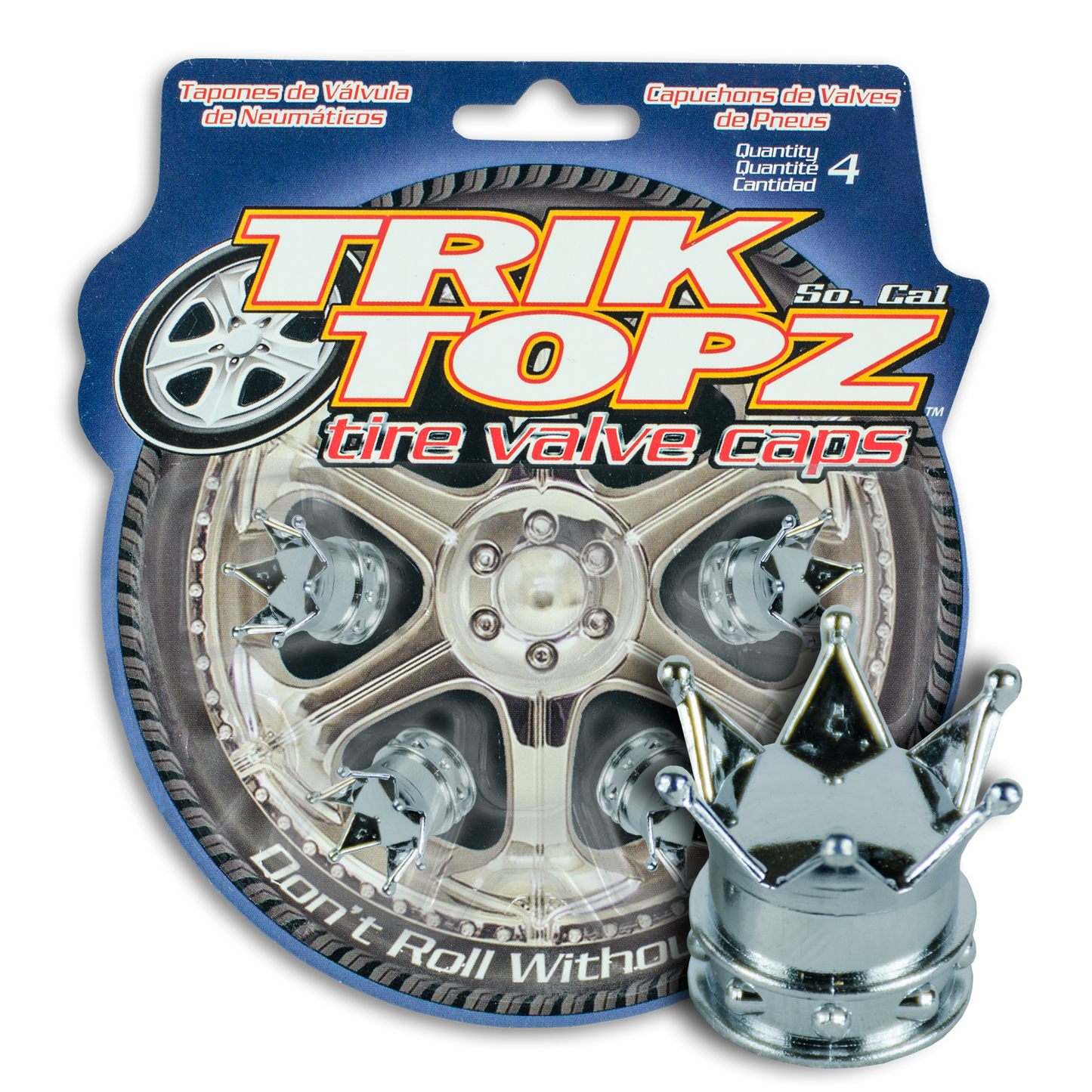 Trik Topz TT8041 Tyre Valve Caps - Chrome Crown (Set of 4)