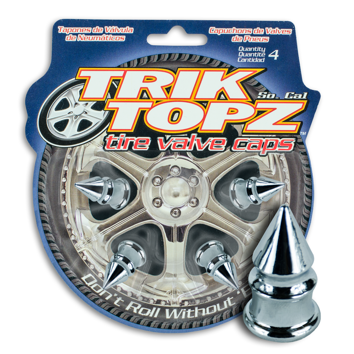 Trik Topz TT8091 Tyre Valve Caps - Chrome Spike (Set of 4)