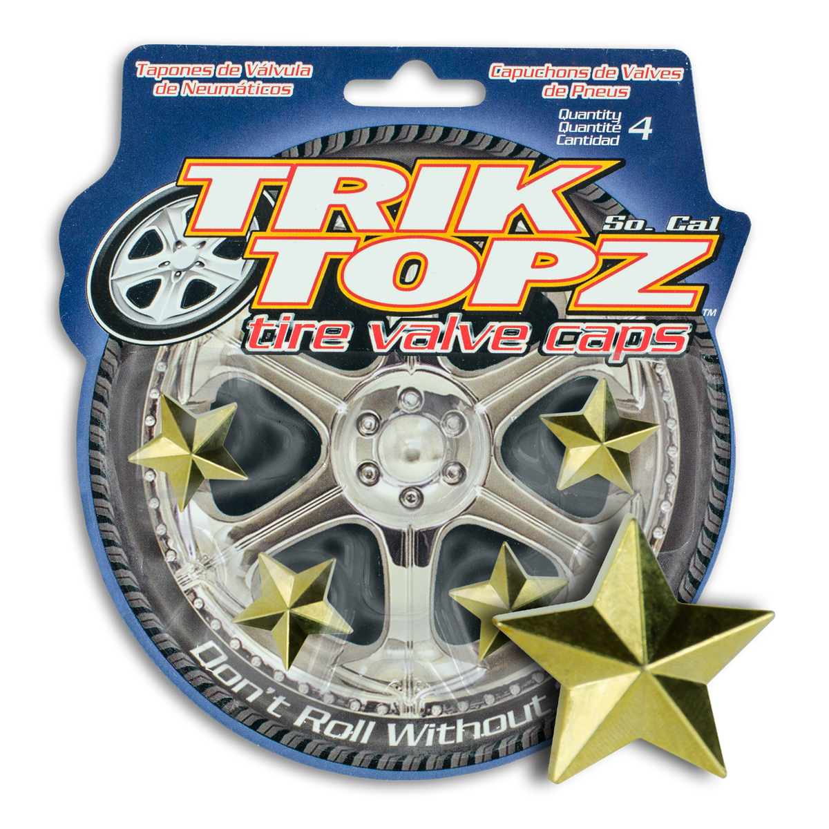 Trik Topz TT8122 Tyre Valve Caps - Gold Star (Set of 4)