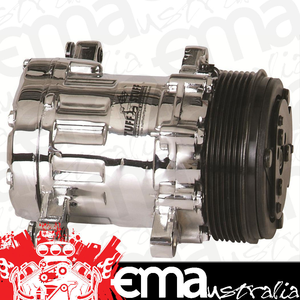 Tuff Stuff Performance TUF4517NA6G Stuff Chrome Sandon Style A/C Compressor R-12 Style 6-Rib