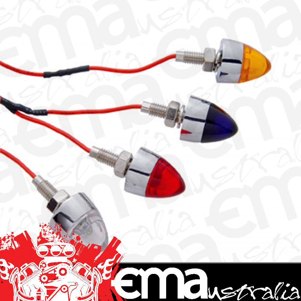 UPI Reproductions UP10863 Chrome Bullet License Plate Fastener w/ Amber LED Light (pair)