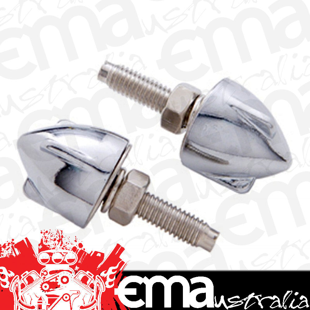 UPI Reproductions UP10887 Chrome Bullet License Plate Fastener Wing Style 4 Pack