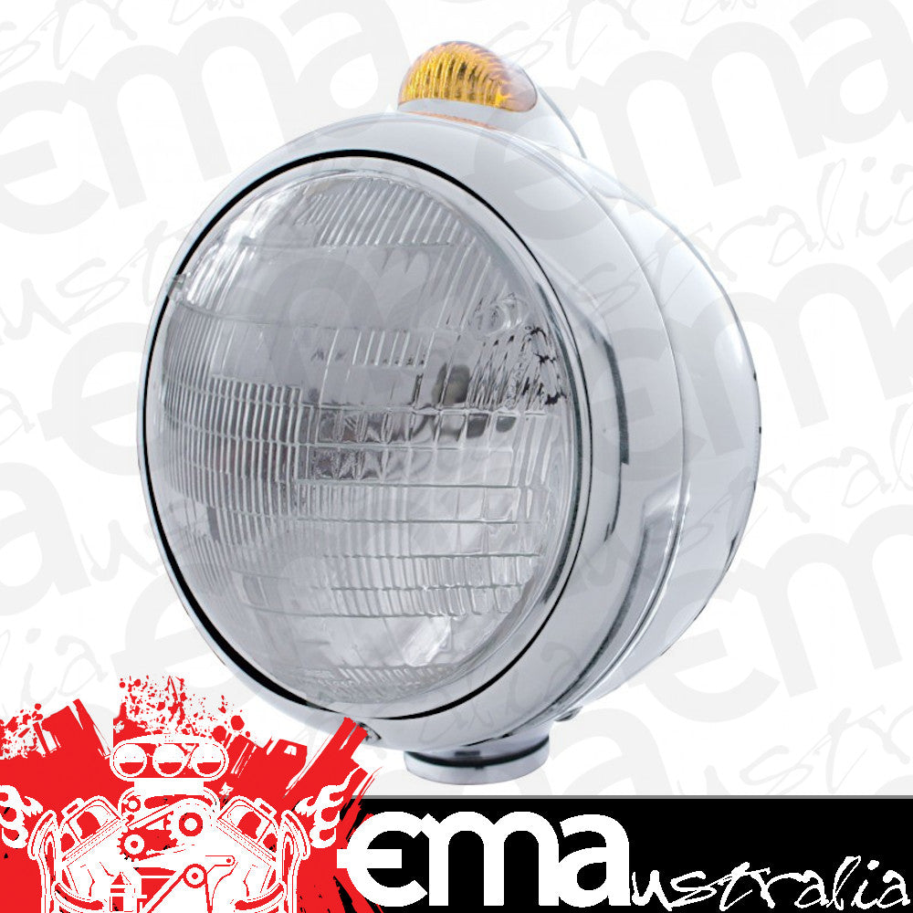 UPI Reproductions UP31523 S/S GUIDE Sealed Beam Headlight Assembly 7" O.D w/ LED/Amber Lens