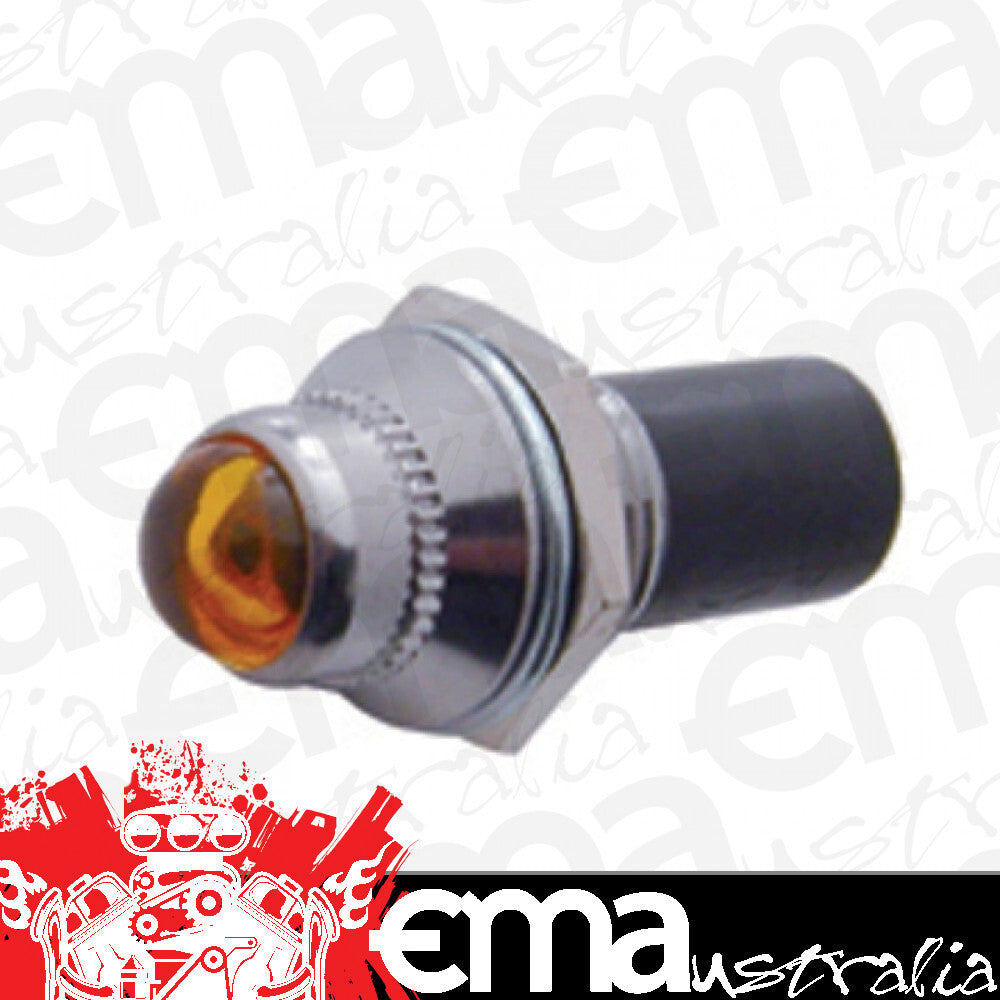UPI Reproductions UP40051 Dash Indicator Light Amber 12V 3/8 O.D w/ Chrome Bezel