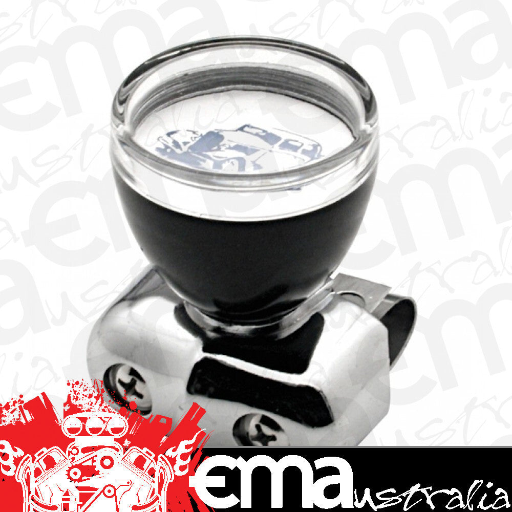 UPI Reproductions | UP70109 | Steering Wheel Spinner Knob Black w/ Clear Top & S/S Clamp