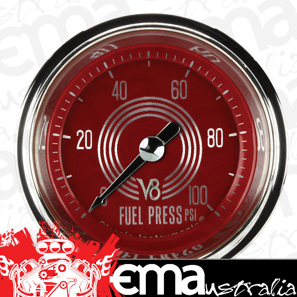 Classic Instruments V8RS146SHC V8 Red Steelie 2-1/8" Full Sweep Fuel Pressure