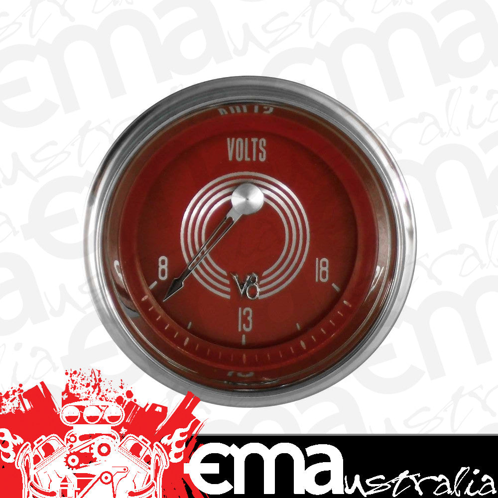 Classic Instruments V8RS30SHC V8 Red Steelie - Volt Gauge 2-1/8"