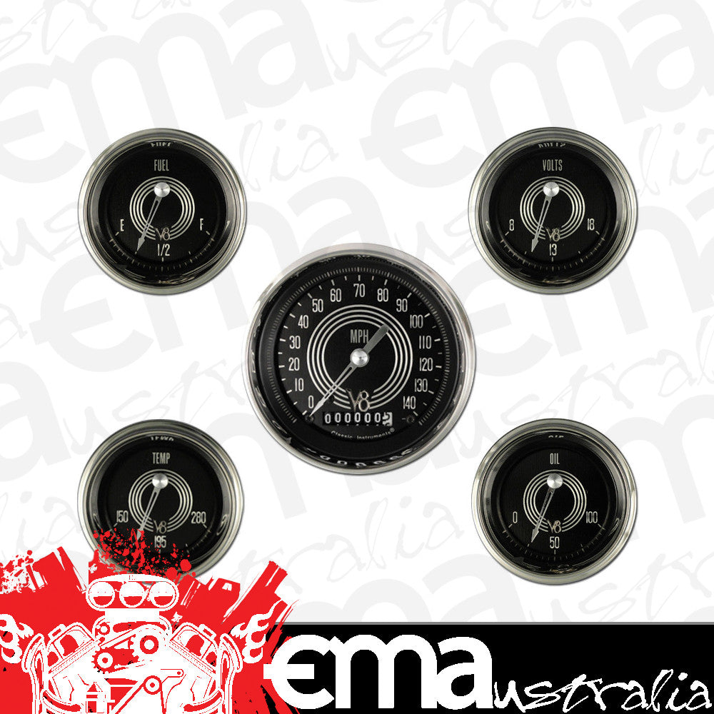 Classic Instruments V8SR00SHC V8 Speedster - 5 Gauge Set 3-3/8" Speedo, 2-1/8" F