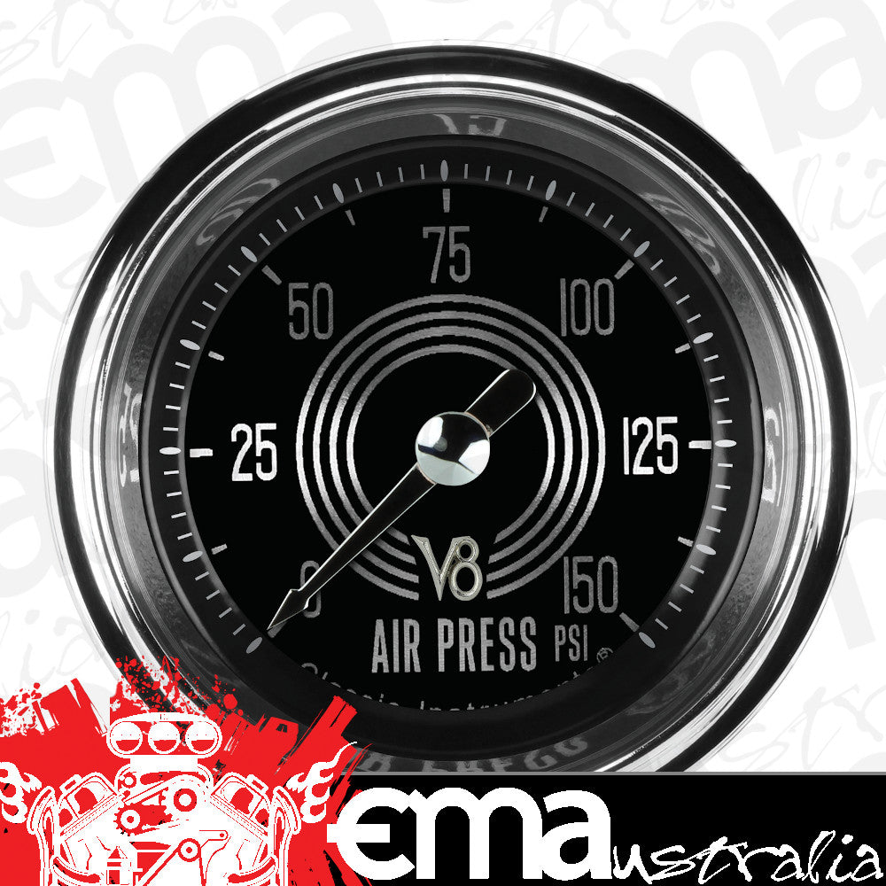 Classic Instruments V8SR118SHC V8 Speedster 2-1/8" Full Sweep Air Pressure 150