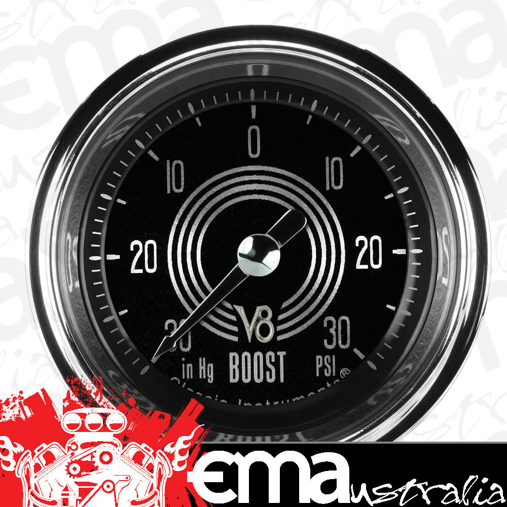 Classic Instruments V8SR141SHC V8 Speedster 2-1/8" Full Sweep Electric Boost/V
