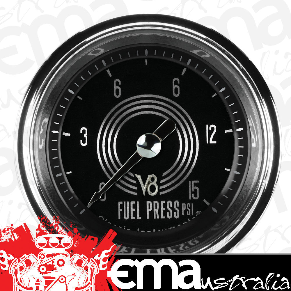 Classic Instruments V8SR145SHC V8 Speedster 2-1/8" Full Sweep Fuel Pressure 15
