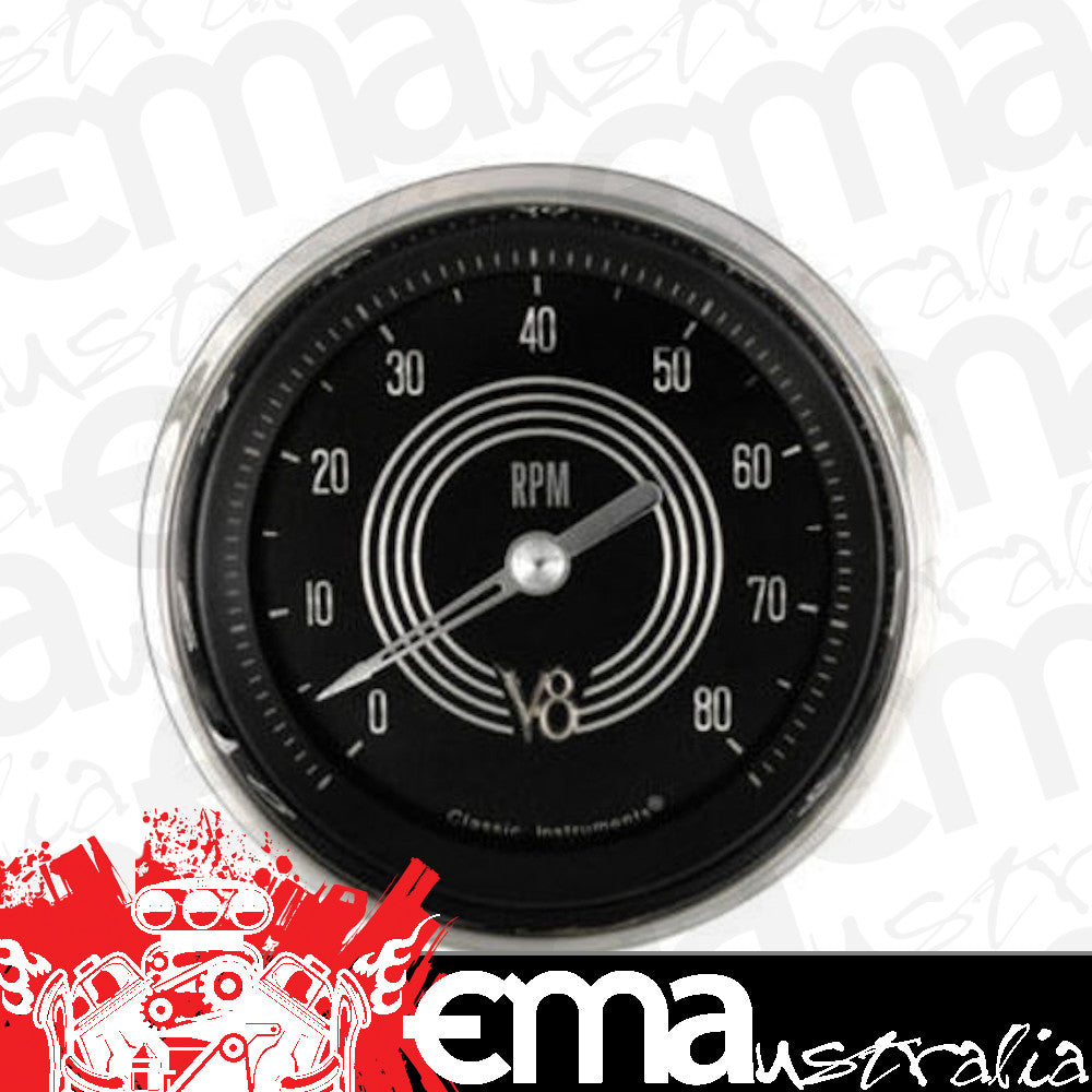 Classic Instruments V8SR80SHC V8 Speedster 3-3/8" Tachometer 6K RPM