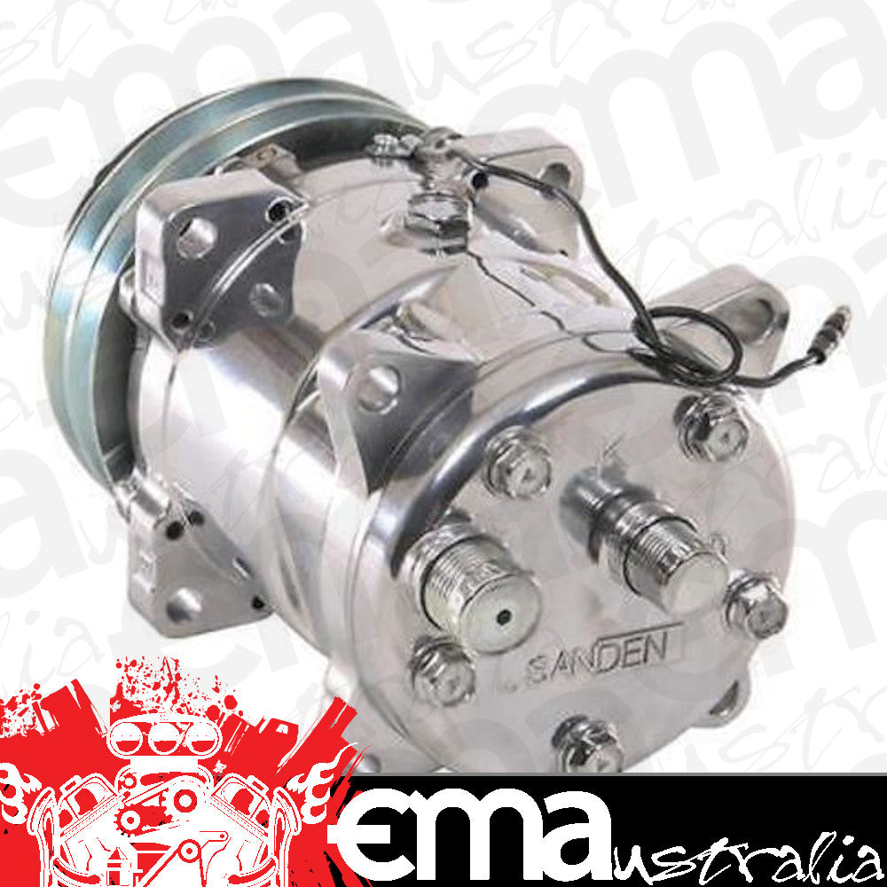 Vintage Air VA047001-SUQ Sd508 7-Groove Serpentine Pulley Rear Exit A/C Compressor (Polished Finish, With #8 & #10 Fittings)