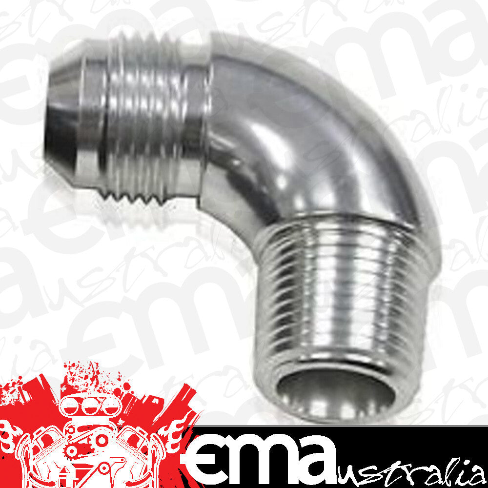 Aeroflow AF522-08-08S 90 Deg 1/2" to -8AN Full Flow Silver No Restriction In Bend