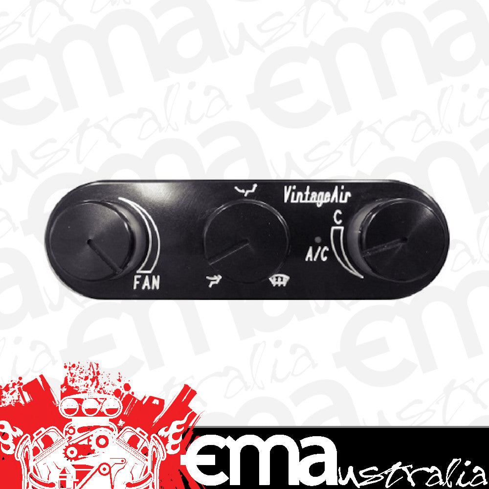 Vintage Air VA491223-RUA Streamline Gen II 4 Knob Panel Black Aluminium In-Dash