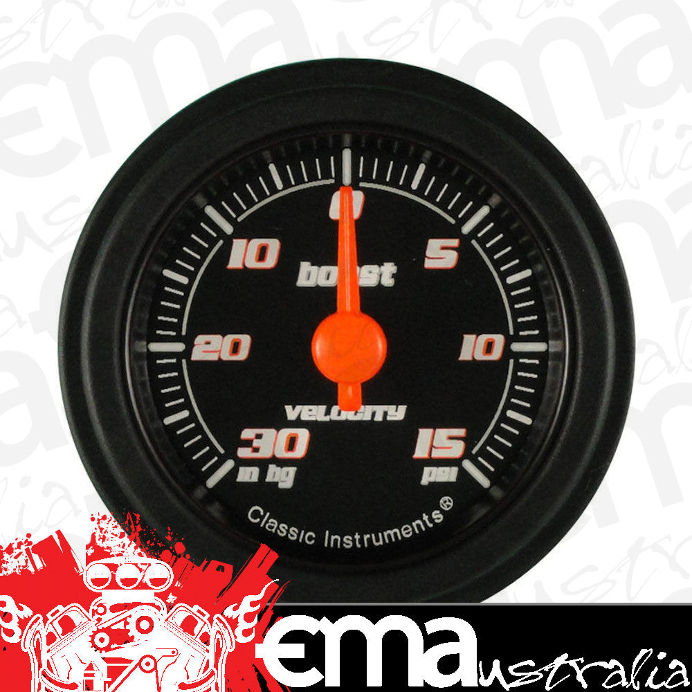 Classic Instruments VS08BBLF Velocity Black - Boost Gauge 2-1/8"