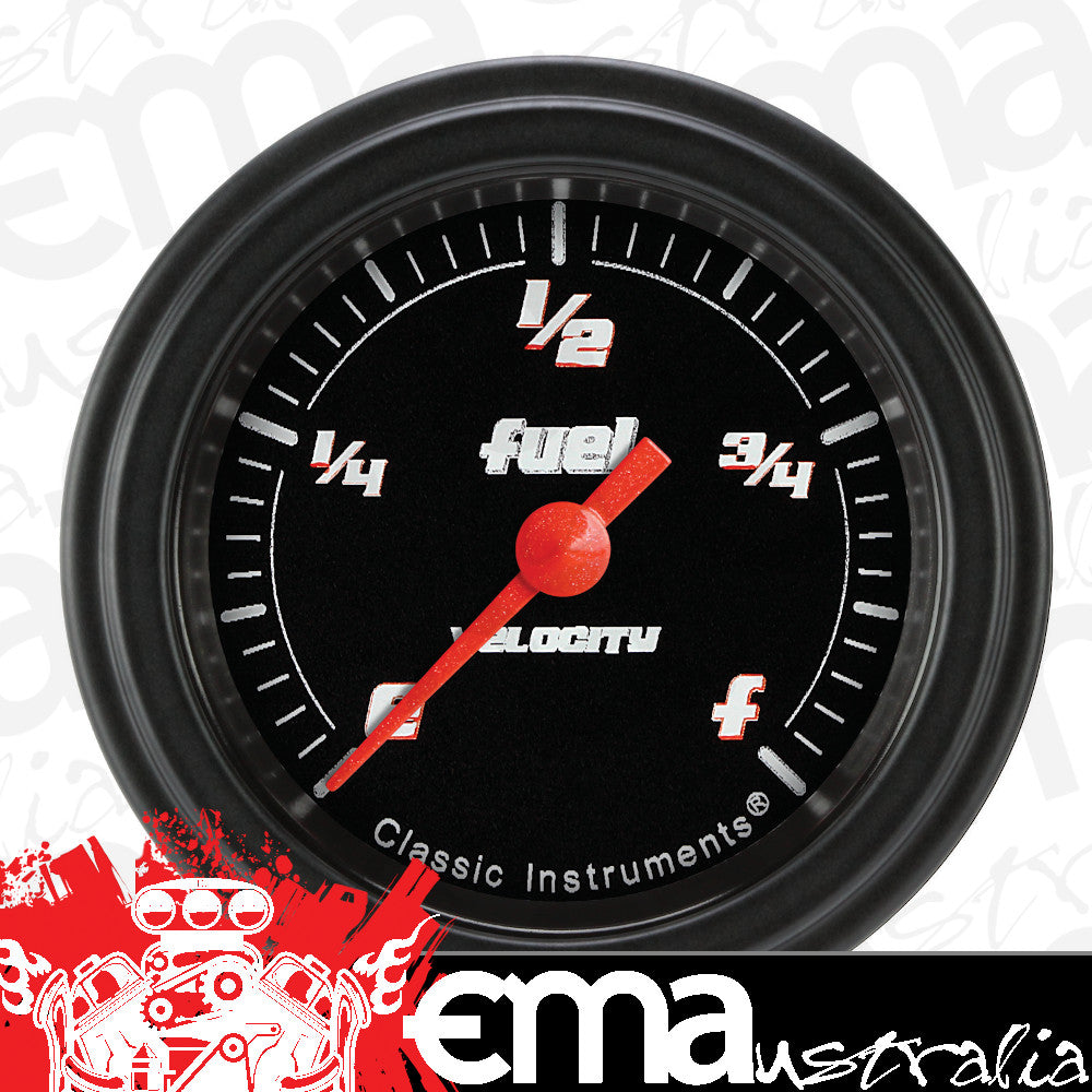 Classic Instruments VS109BBLF Velocity Black - Programmable Fuel Gauge 2-1/8"