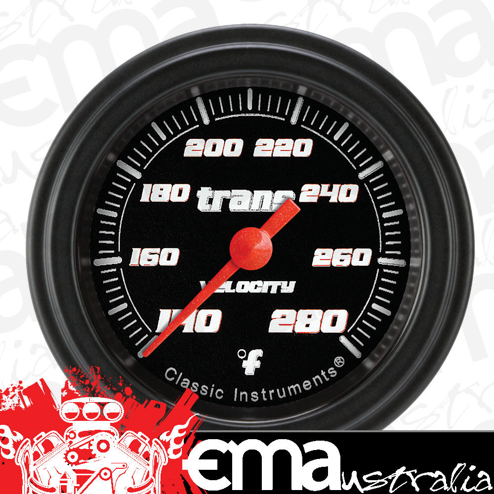 Classic Instruments VS127BBLF Velocity Black - Transmission Temp Gauge Full Sweep 2-1/8"