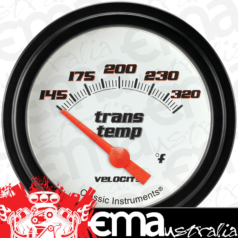 Classic Instruments VS227WBLF Velocity White w/ Black Bezel 2 5/8" Trans Temp.