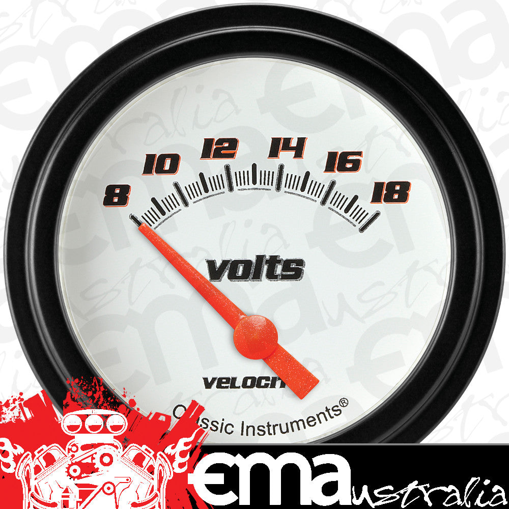 Classic Instruments VS230WBLF Velocity White w/ Black Bezel 2 5/8" Volt, Short